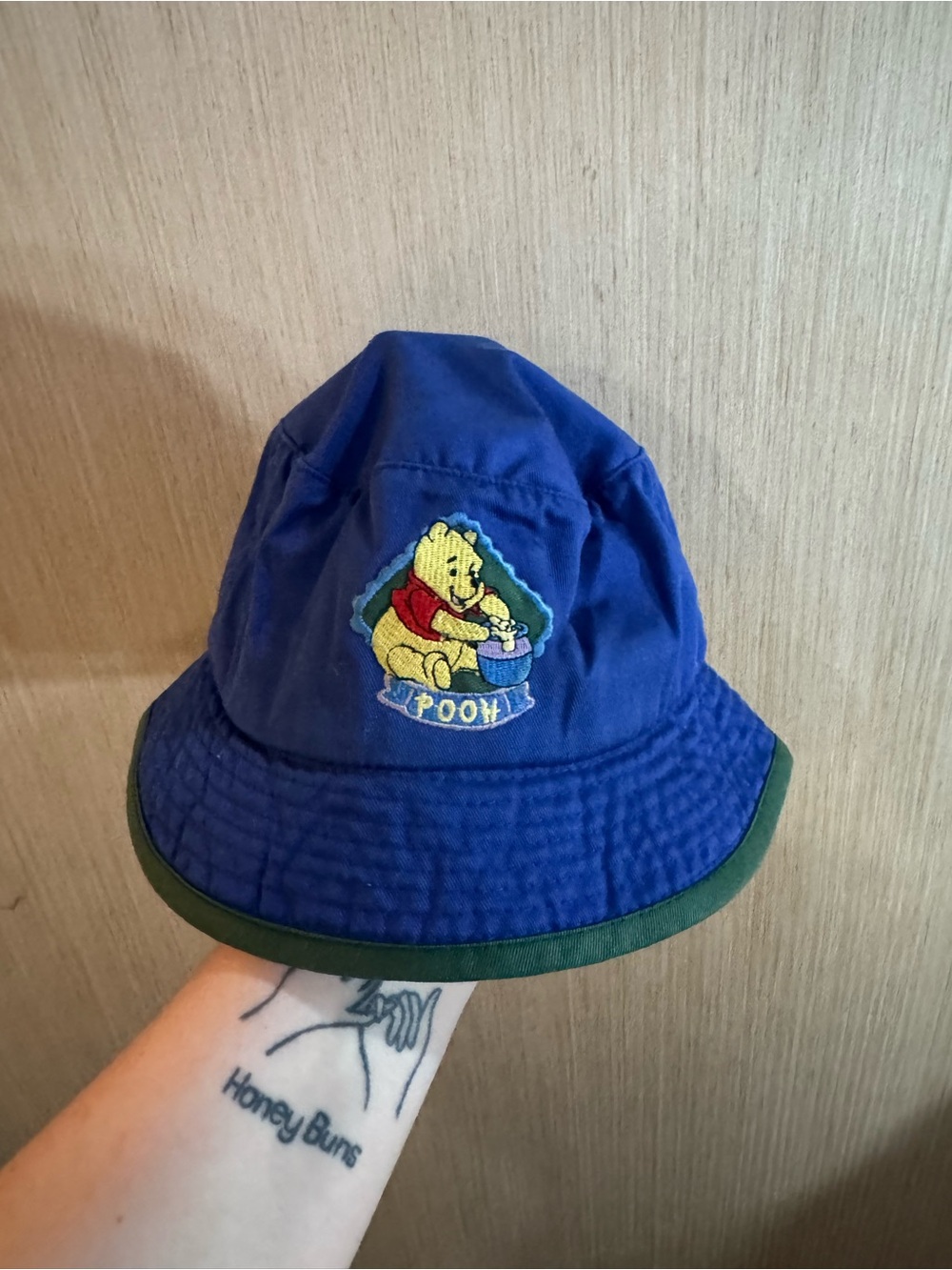 Kids Vintage Winnie The Pooh Blue and Green Bucket Hat OSFM
